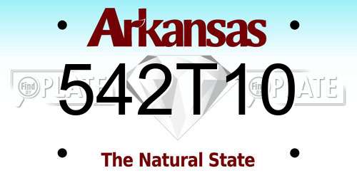 542T10 Arkansas License Plate