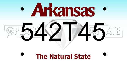 542T45 Arkansas License Plate