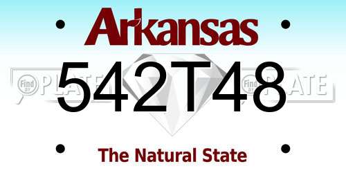 542T48 Arkansas License Plate