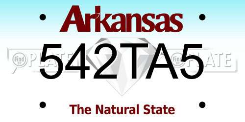 542TA5 Arkansas License Plate
