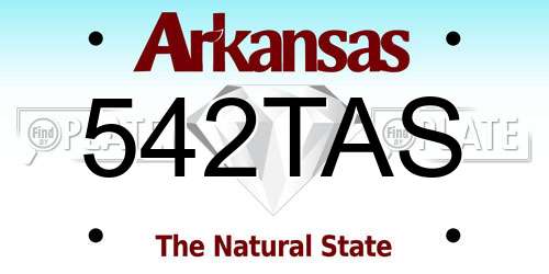 542TAS Arkansas License Plate