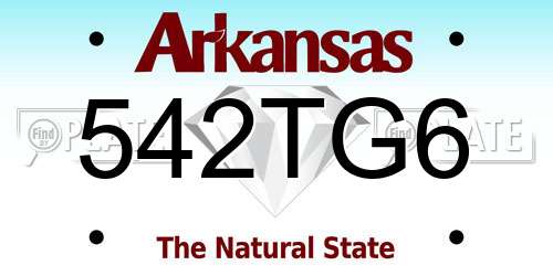 542TG6 Arkansas License Plate
