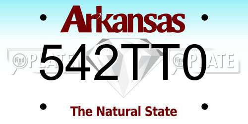 542TT0 Arkansas License Plate