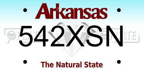 542XSN Arkansas License Plate
