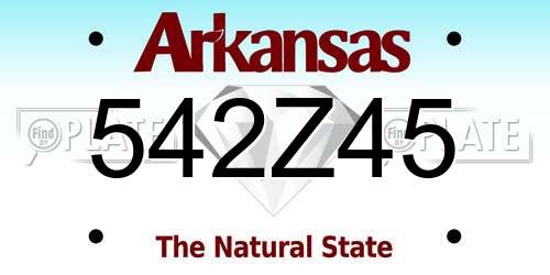 542Z45 Arkansas License Plate