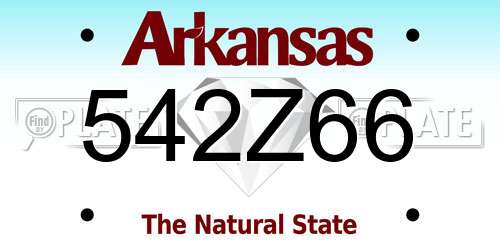 542Z66 Arkansas License Plate