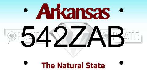 542ZAB Arkansas License Plate