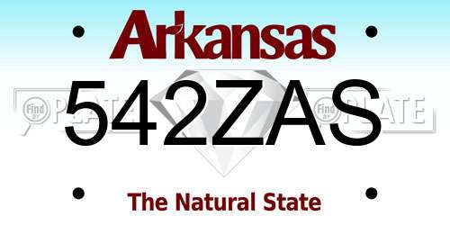 542ZAS Arkansas License Plate