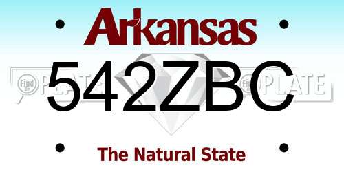 542ZBC Arkansas License Plate