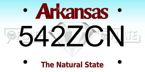 542ZCN Arkansas License Plate