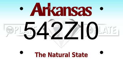 542ZI0 Arkansas License Plate