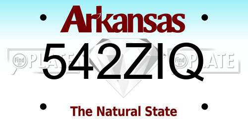 542ZIQ Arkansas License Plate