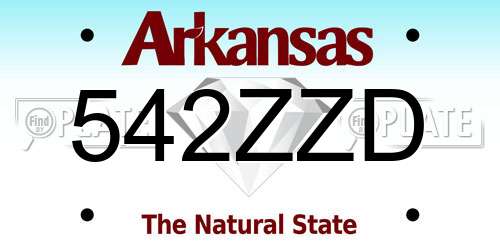 542ZZD Arkansas License Plate