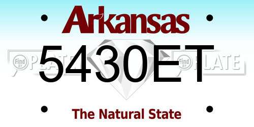 5430ET Arkansas License Plate