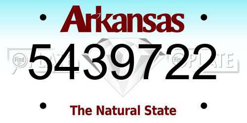 5439722 Arkansas License Plate
