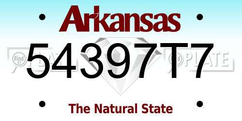 54397T7 Arkansas License Plate