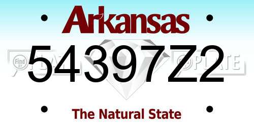 54397Z2 Arkansas License Plate