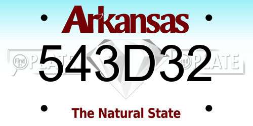 543D32 Arkansas License Plate