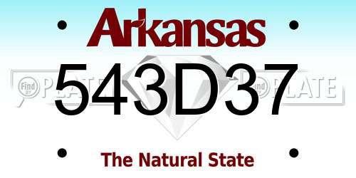 543D37 Arkansas License Plate