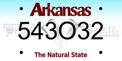543O32 Arkansas License Plate