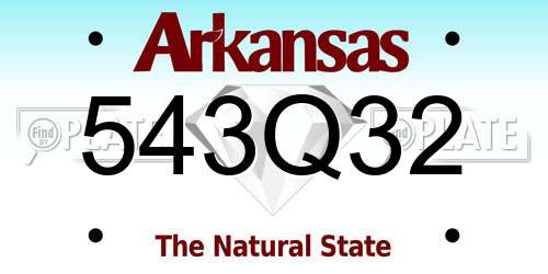 543Q32 Arkansas License Plate