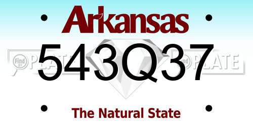 543Q37 Arkansas License Plate