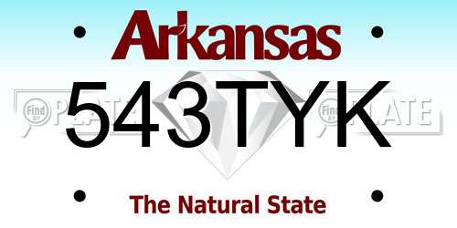 543TYK Arkansas License Plate