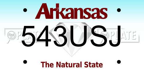 543USJ Arkansas License Plate