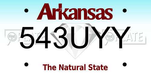 543UYY Arkansas License Plate