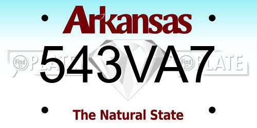 543VA7 Arkansas License Plate