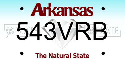 543VRB Arkansas License Plate
