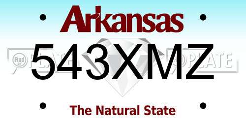 543XMZ Arkansas License Plate