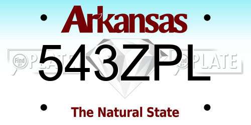 543ZPL Arkansas License Plate