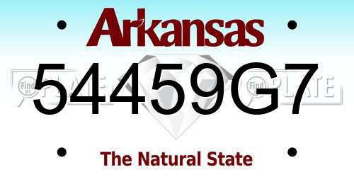 54459G7 Arkansas License Plate