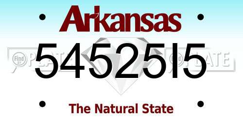 54525I5 Arkansas License Plate