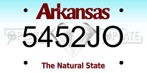 5452JO Arkansas License Plate
