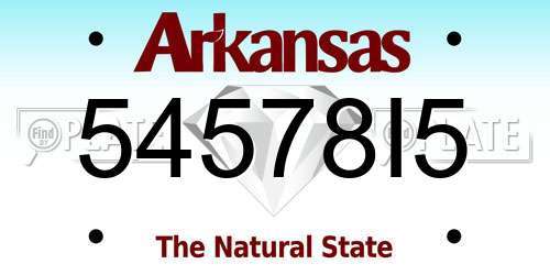 54578I5 Arkansas License Plate