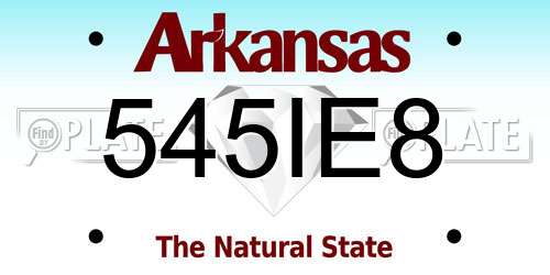 545IE8 Arkansas License Plate