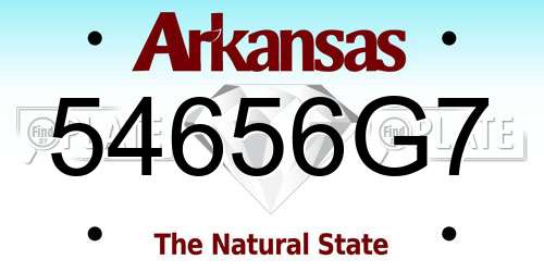 54656G7 Arkansas License Plate