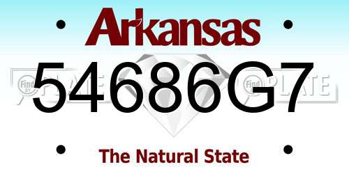 54686G7 Arkansas License Plate