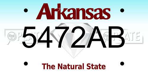 5472AB Arkansas License Plate