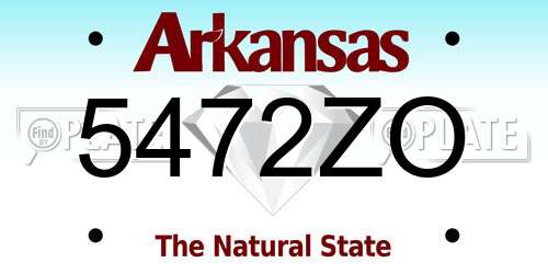 5472ZO Arkansas License Plate