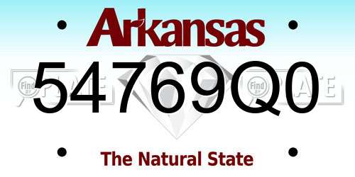 54769Q0 Arkansas License Plate