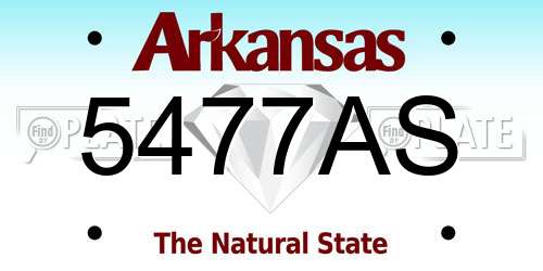 5477AS Arkansas License Plate