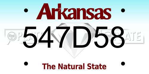 547D58 Arkansas License Plate