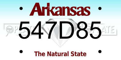547D85 Arkansas License Plate