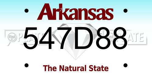 547D88 Arkansas License Plate