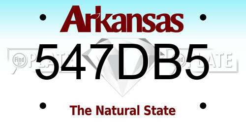 547DB5 Arkansas License Plate