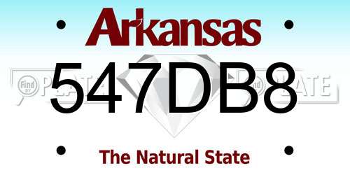 547DB8 Arkansas License Plate