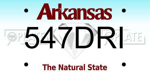 547DRI Arkansas License Plate